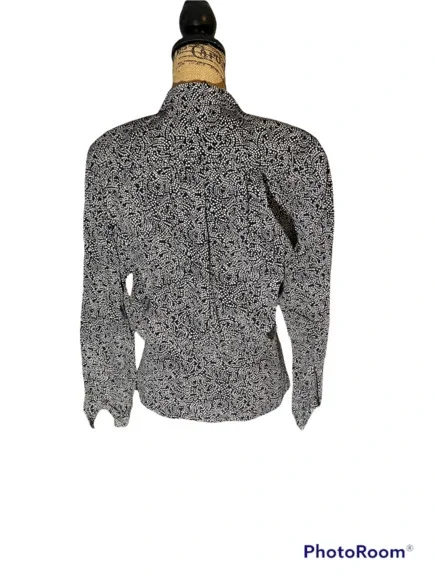 Vintage Liz Claiborne Blouse Long Sleeves Size 8 Black White - Picture 2 of 7